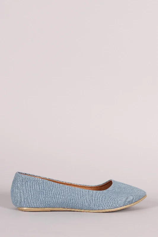 Liliana Denim Almond Toe Ballet Flat