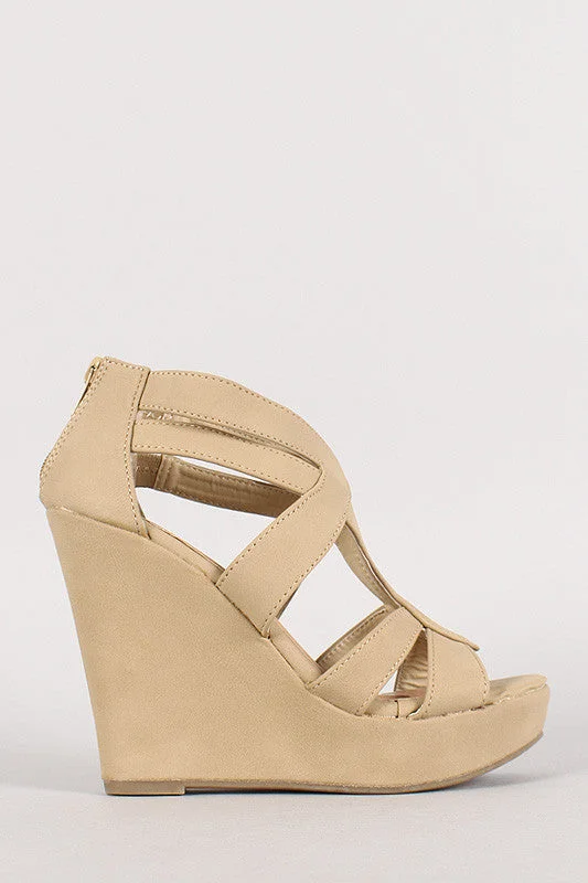 Strappy Open Toe Platform Wedge