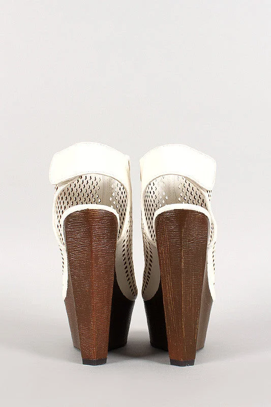 Bamboo Perforated Faux Wood Platform Wedge