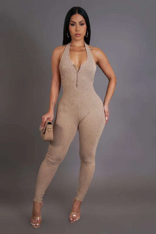 Just A Game Jumpsuit - Taupe