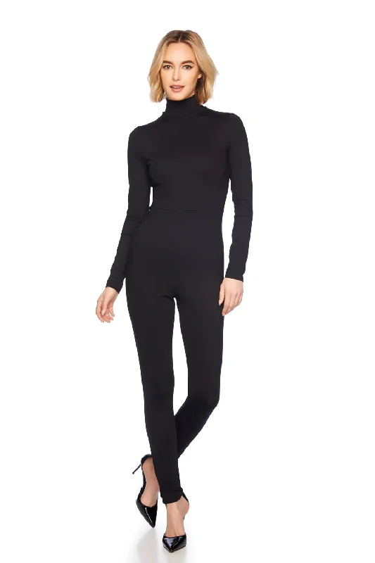 MOCK NECK LONG SLEEVE JUMPSUIT