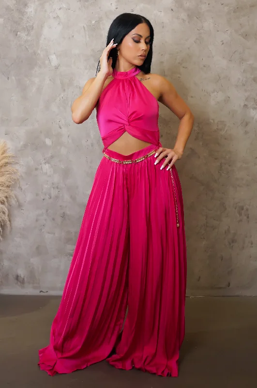 Stay Icy Jumpsuit - Fuchsia