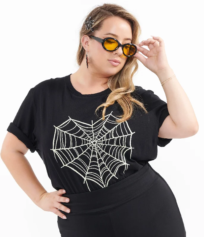 Black Spider Web Heart Fitted Tee