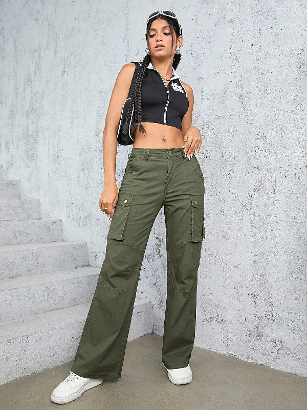 Amy Fashion - High Waist Straight Trousers