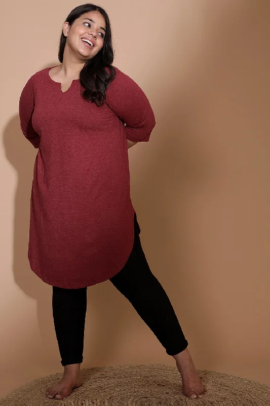 Maroon Milange Longline Tunic