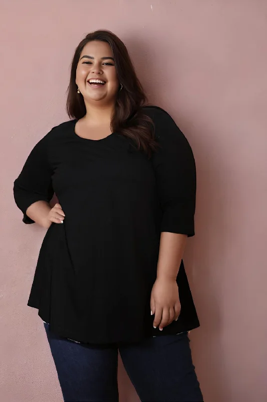 Plus Size Black A Line Tshirt