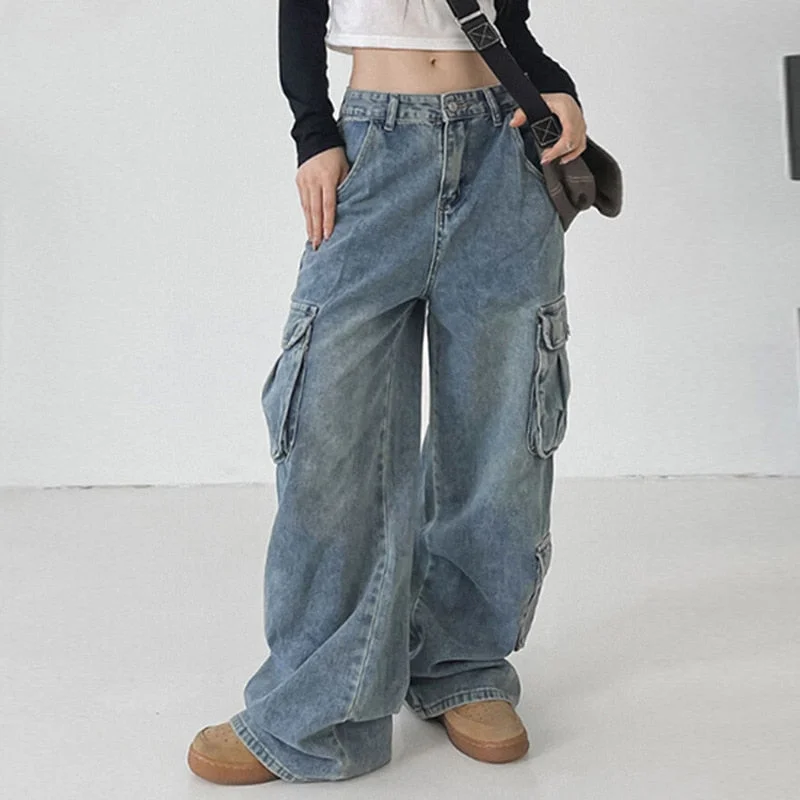 Amy Fashion - Wide Leg High Waist Straight Trousers Overalls