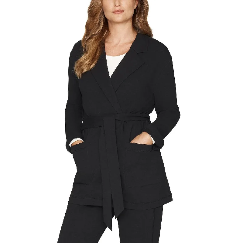 B New York Women's Notch Collar Wrap Jacket Black Size Small