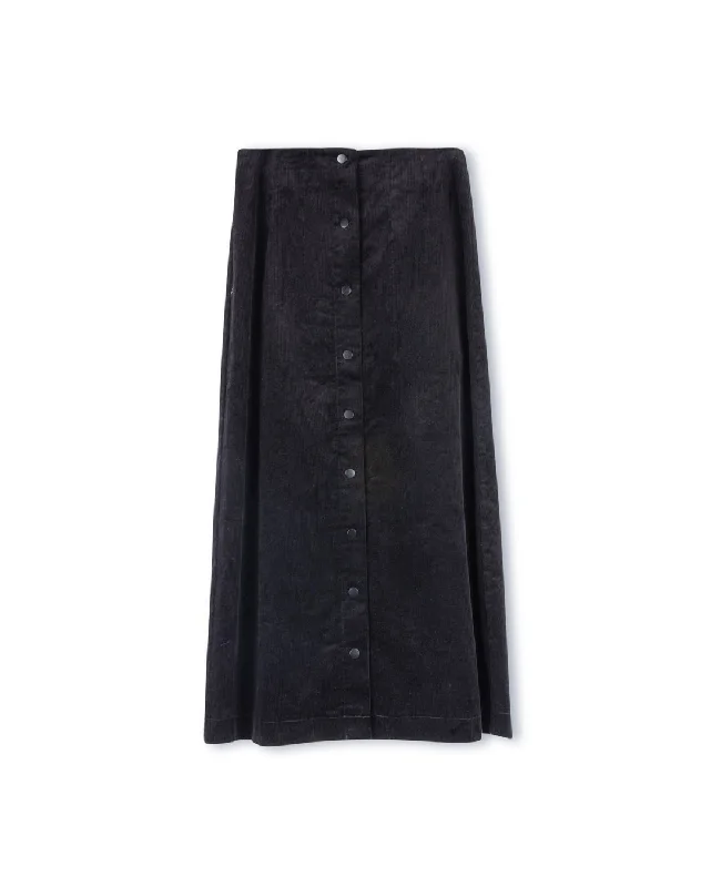 Button Detailed Corduroy Skirt