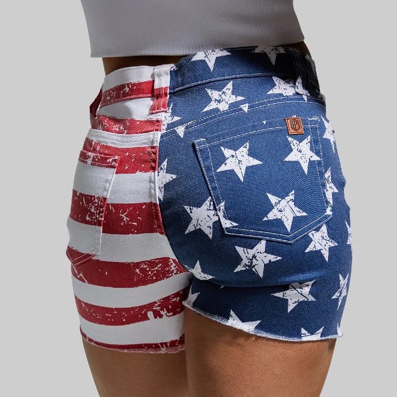 FLEX Stretchy Jean Short (American Flag)