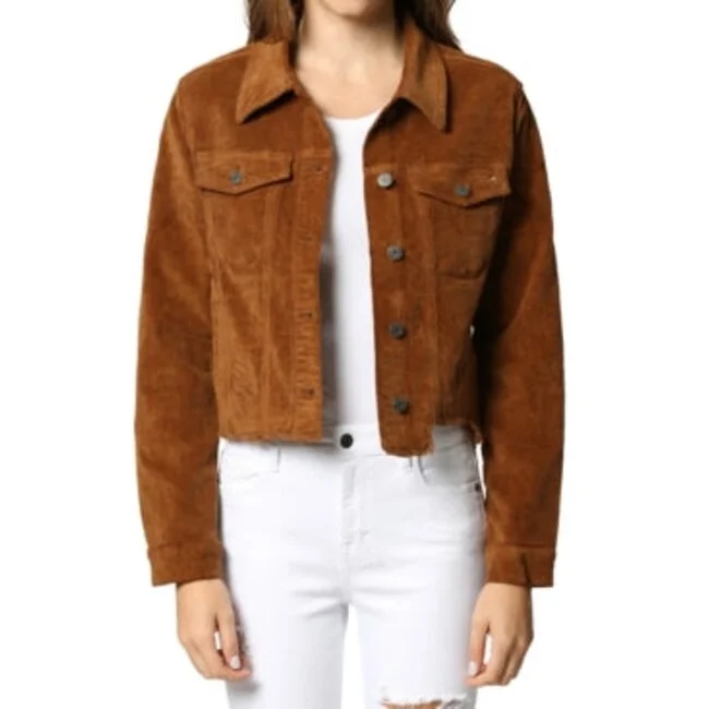 Hidden Jeans Women's Crop Corduroy Jacket Brown Size X-Small