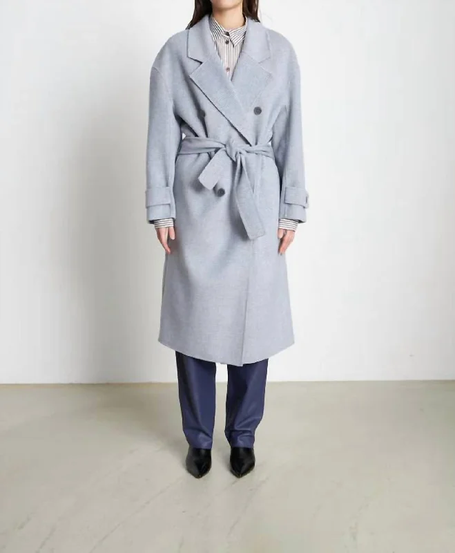 Marissa Checked Wool Mix Coat In Grey