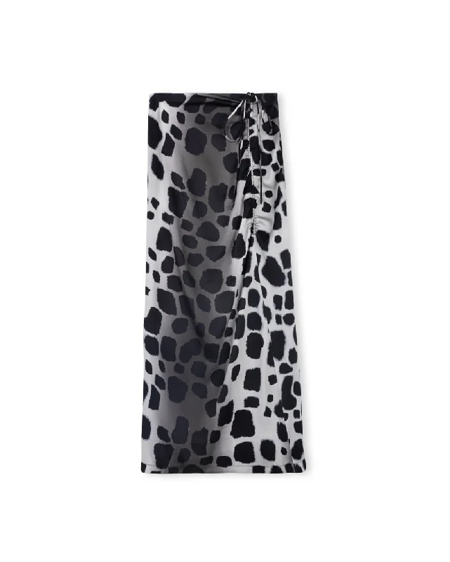 Maxi Ruched Skirt In Spot Print