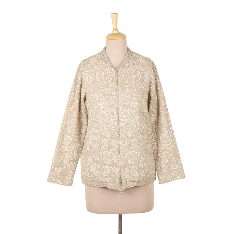 Novica Handmade Agra Afternoon Cotton Embroidered Jacket