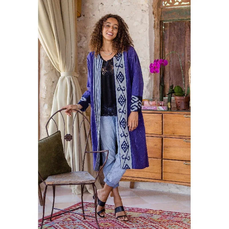 Novica Handmade Misty Rain Cotton Ikat Duster