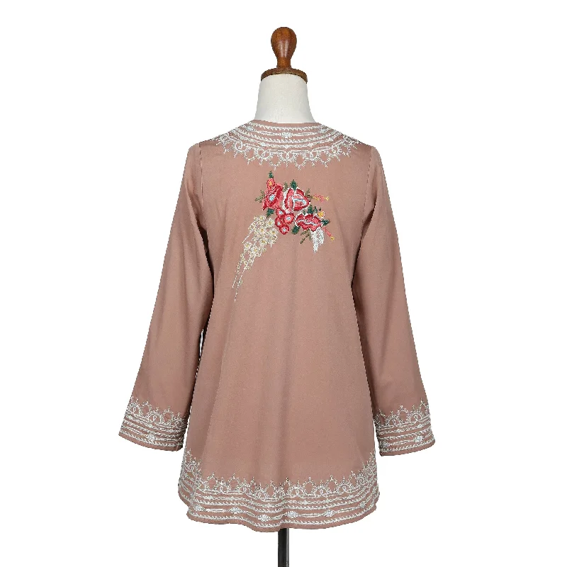 Novica Handmade Mughal Garden In Rosewood Embroidered Jacket