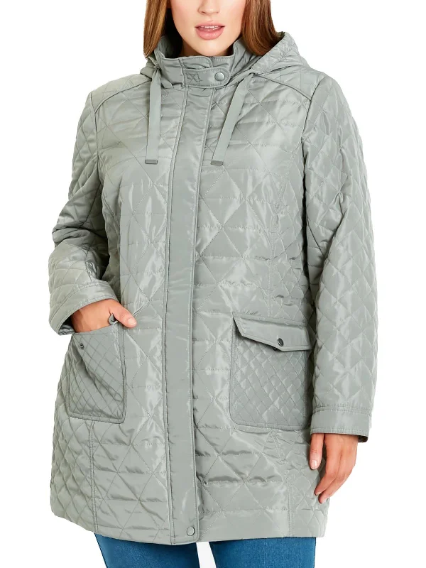 Plus Womens Puffer Long Sleeves Quilted Coat