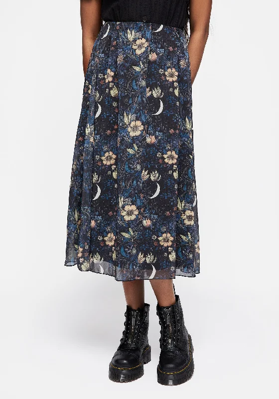 Primrose Floral Chiffon Midi Skirt