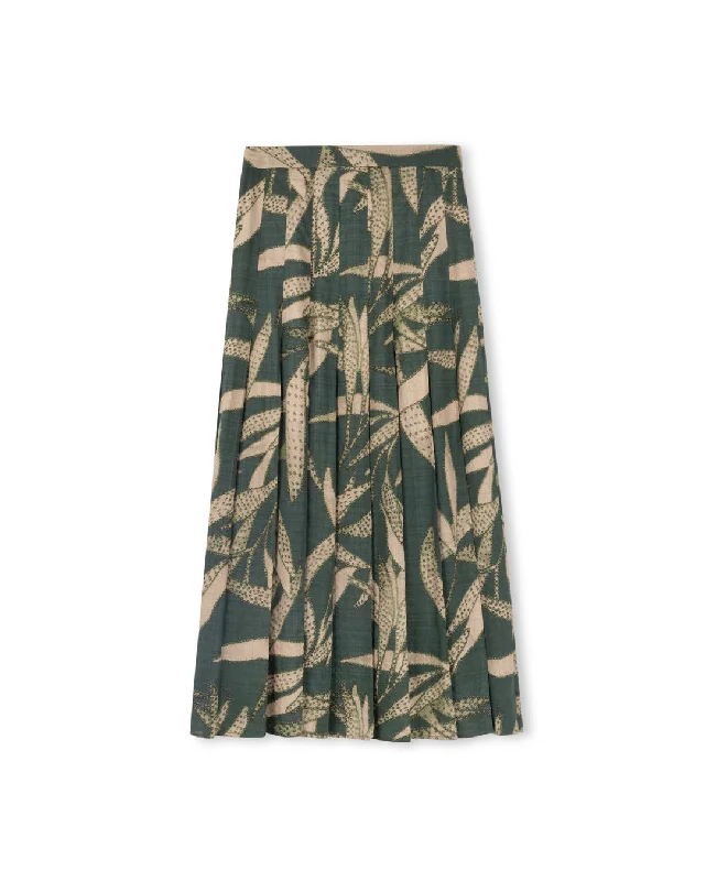 Printed Box Pleat Maxi Skirt