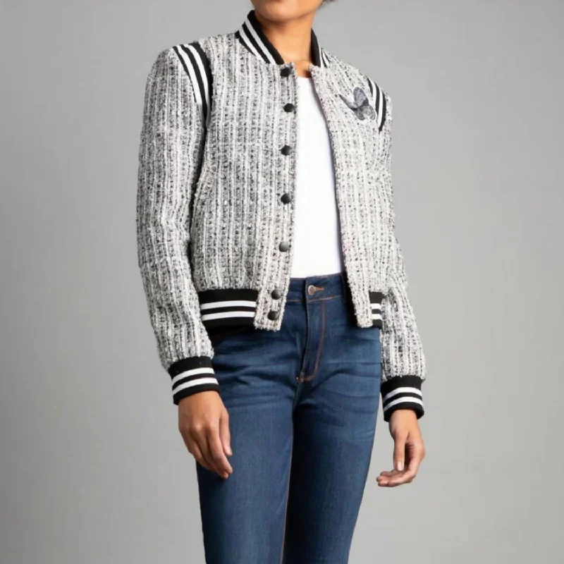 Salt & Peppa Tweed Bomber In Bkw