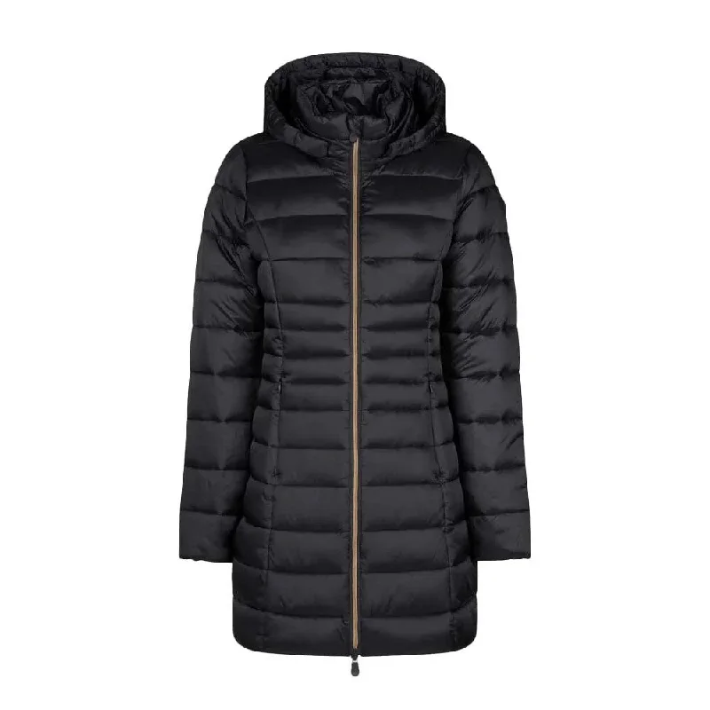 Save the Duck Women's Reese 3/4 Hooded Puffer Coat, Black