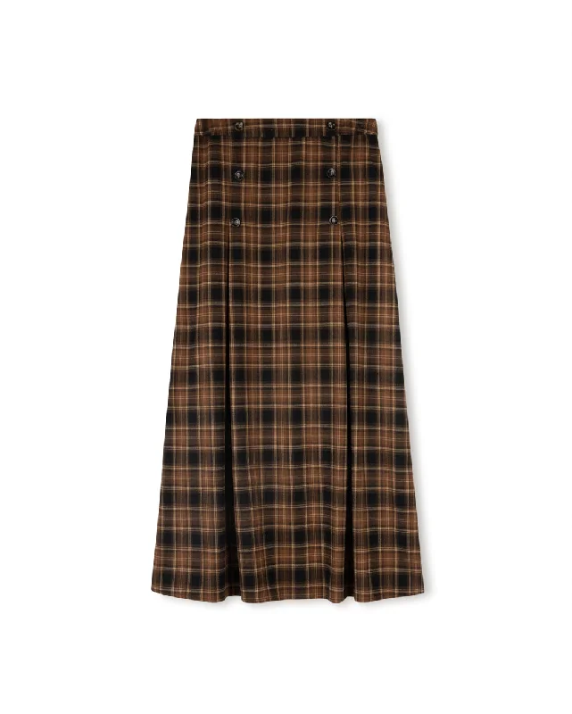 Tri Paneled Plaid Skirt