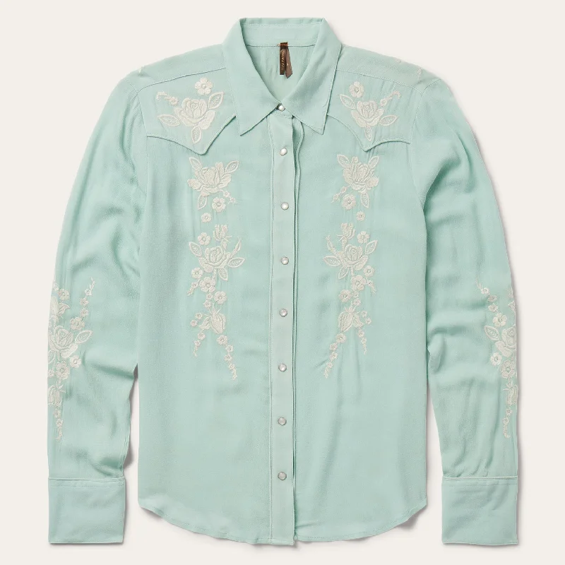 Aqua Crepe Western Shirt