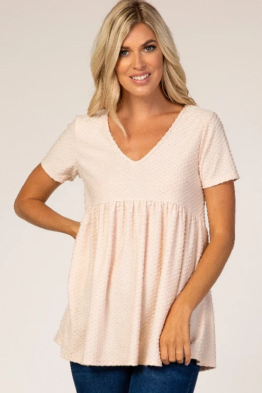 Beige Textured Babydoll Blouse