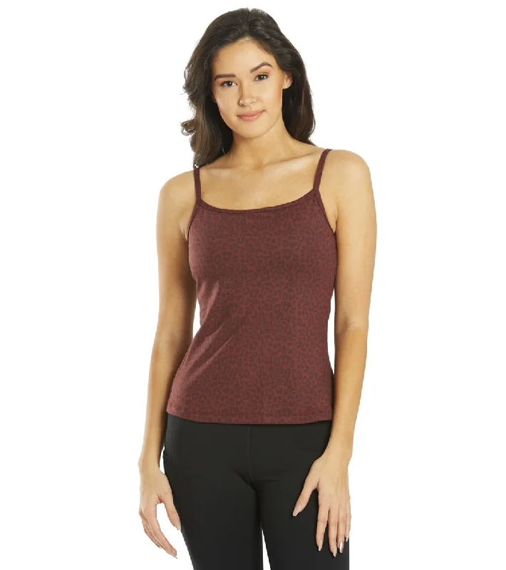 Everyday Yoga Divine Cheetah Scoop Back Support Tank Burgundy Cheetah