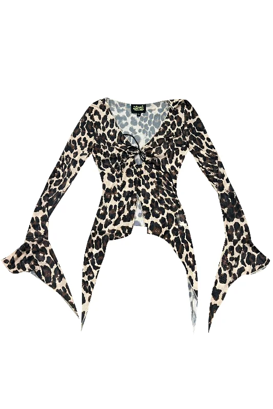 Everything Leopard Flutter Mesh Top