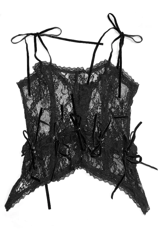 Gwendolyn Black Lace Tie-Up Camisole