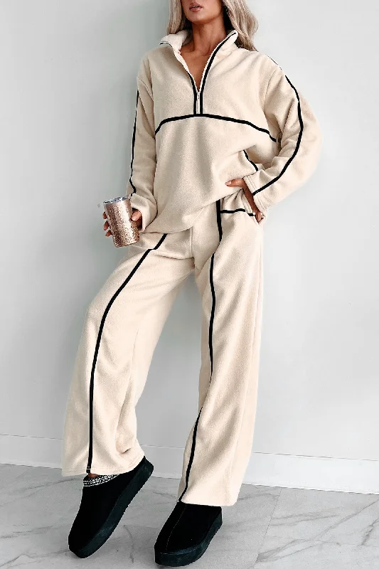 If I Didn't Have You Fleece Two-Piece Set (Ivory/Black)