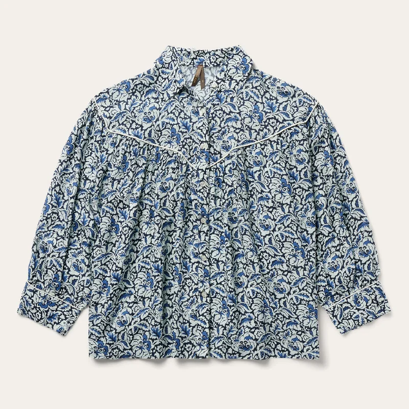 Indigo Tapestry Print Blouse