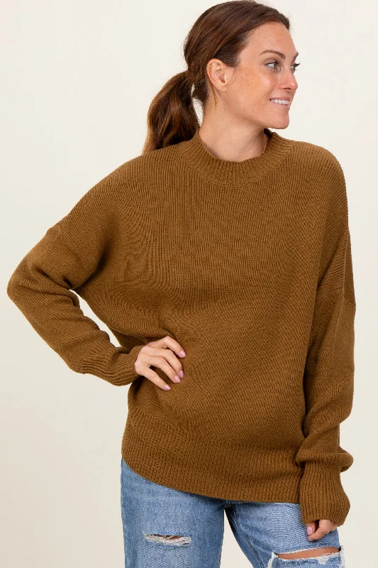 Olive Mock Neck Basic Sweater