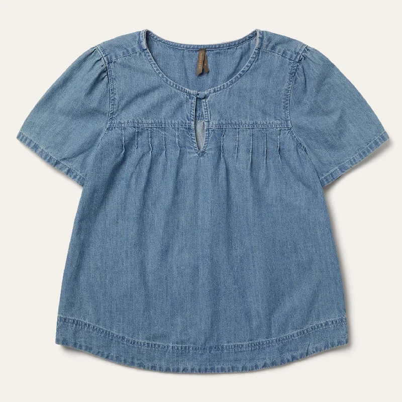 Short-Sleeved Denim Blouse