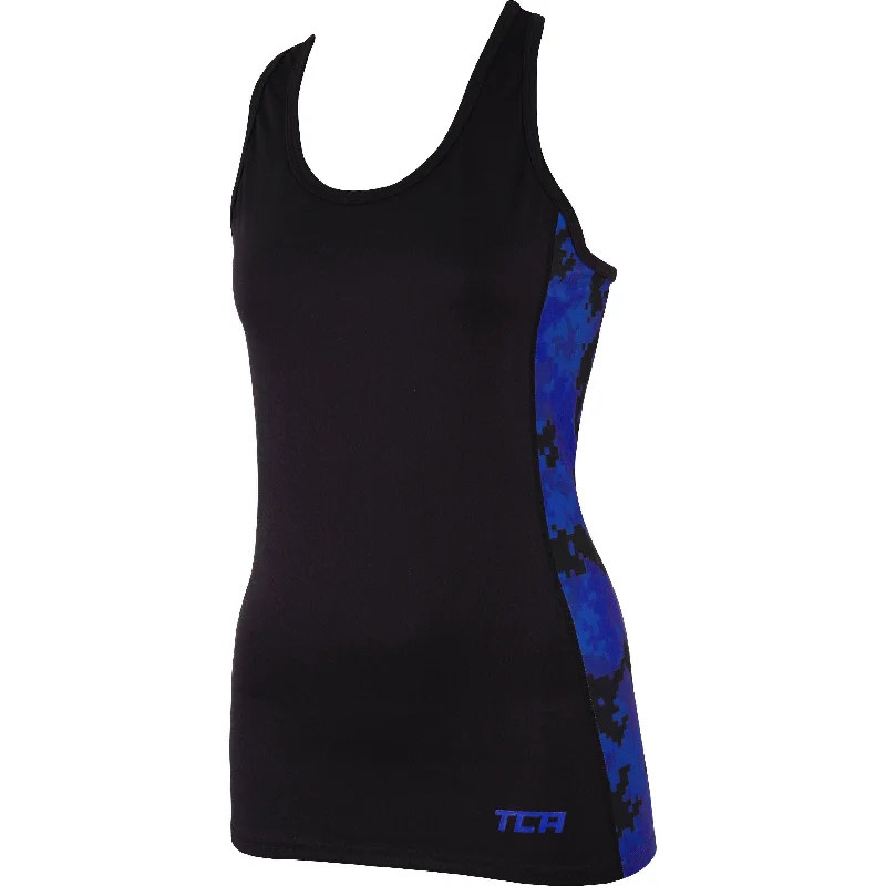 TCA Camo Print Womens Running Vest Tank Top - Black