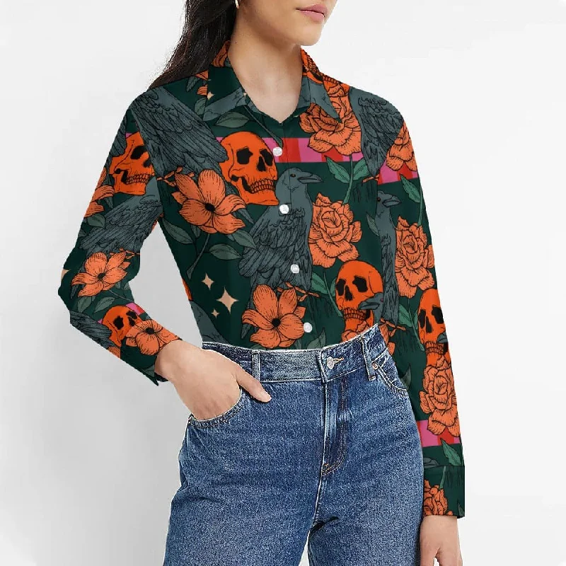 Women's Orange Roses ?‍?️?? Long Sleeved Blouse